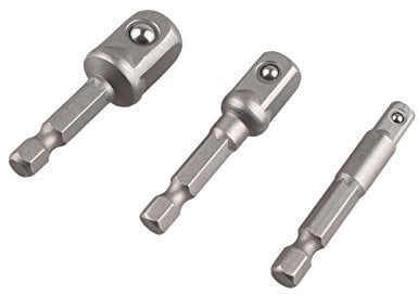 HALJIA 3Pcs Drill Socket Extension Adapter Connecting Rod of Hex Shank Converter to 1/4'' 3/8'' 1/2''Inch Impact Driver Power Drill Bits