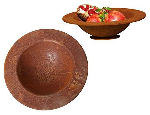 Wunderschöne Rostschale mit Rand - Gartenschale in Rostoptik - Kleine Dekoschale: Ø 30cm - Wetterfest & Frostsicher - Metall/Edelrost - Metallschale zur Dekoration im Garten/Gartendekoration