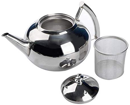 Saim 1000ML Stainless Steel Unique teapot with Tea Strainer Multifunction Kettle for Loose Tea Green Tea Coffee,Silver
