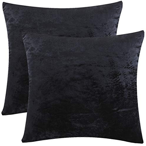 GIGIZAZA Schwarz Kissenbezüge, Kissenhülle Pack von 2 Samt Zierkissenbezüge Throw Pillow Covers Cases Set Kissen Fall für Sofa Schlafzimmer und Auto, 18 * 18 Zoll 45 * 45 cm