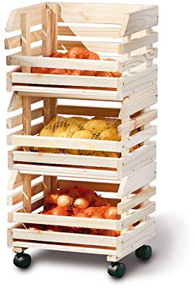 PKline Regal Frula Obst + Gemüse Aufbewahrung Natur Standregal Holzregal Küchenregal