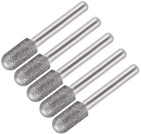 sourcing map Brocas de diamante para moler y tallar, herramienta rotativa para piedra de vidrio, cerámica grano 150, vástago de 1/4, 10 mm, punta esférica cilíndrica, 5 unidades