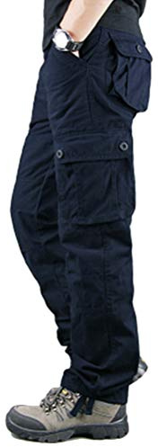 Minetom Herren Cargohose Mit 6 Taschen Lange Regular Fit Cargo Chino Hose Chinohose Freizeithose Stoffhose Für Männer Arbeitshose Trousers Pants Marine 4X-Large