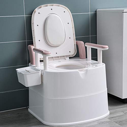JTYX Mobile Toilet for Elderly Pregnant Women with Armrests and Tissue Box Portable Toilet for Bedroom, Hospital, Camping (Bearing capacity up to 250kg)