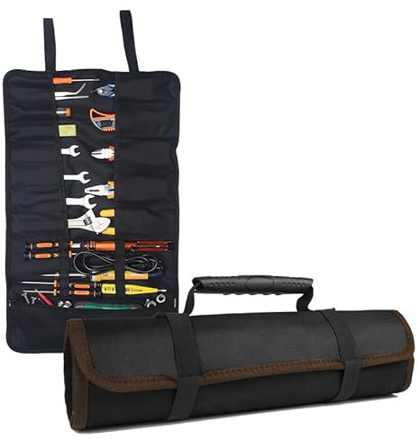 TopHomer Astuccio per attrezzi arrotolabile, borsa per attrezzi, 22 tasche, organizer portatile per attrezzi, rotolo di custodia, pieghevole, borsa per attrezzi in Oxford 600D per moto elettrica