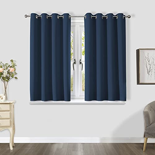 CUCRAF Blackout Curtains for Bedroom & Living Room, Navy Blue, 54 Inch Drop, 2 Panels, Thermal, Eyelet, Soundproof Room Dividers W46 x L54