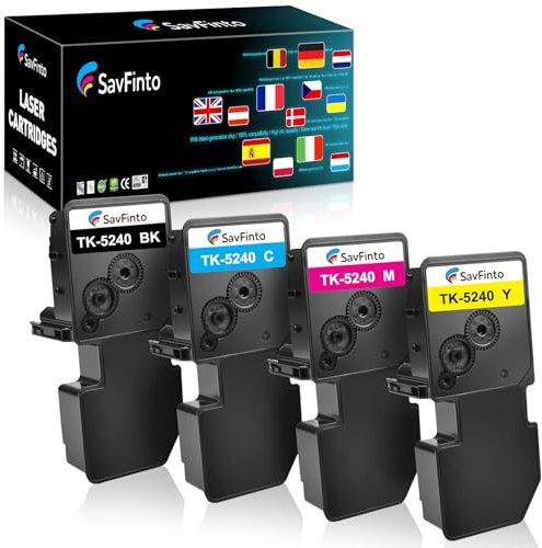 SavFinto TK5240 TK-5240 Toner Kompatibel für Kyocera ECOSYS M5526cdw M5526cdn P5026cdw P5026cdn (1 Schwarz, 1Cyan, 1 Magenta, 1 Gelb)