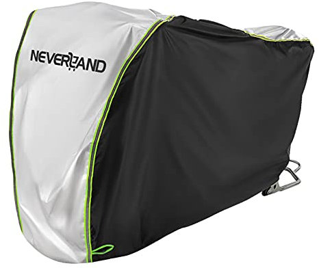 Neverland Housses de Moto, Imperméable Couverture Oxford 210D avec Sangles Réflectives Bâche Protection Etanche Résistant aux Poussière Neige Pluie Vent Feuilles Bache Moto 245x105x125cm(XL)