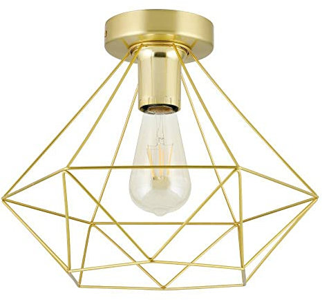 EGLO Deckenlampe Tarbes, 1 flammige Deckenleuchte, Wohnzimmerlampe aus Metall in Messing-Gebürstet, Schlafzimmerlampe, Flurlampe Decke mit E27 Fassung