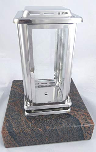 designgrab Grablampe Royal aus Edelstahl mit Granitsockel aus Granit Gneis Halmstad, Gläser aus Klarglas