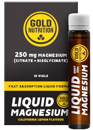 GoldNutrition® Liquid Magnesium - Flüssiges Magnesium mit Vitamin B6 für Muskelstoffwechsel & Sport, 10 x 25 ml Ampullen