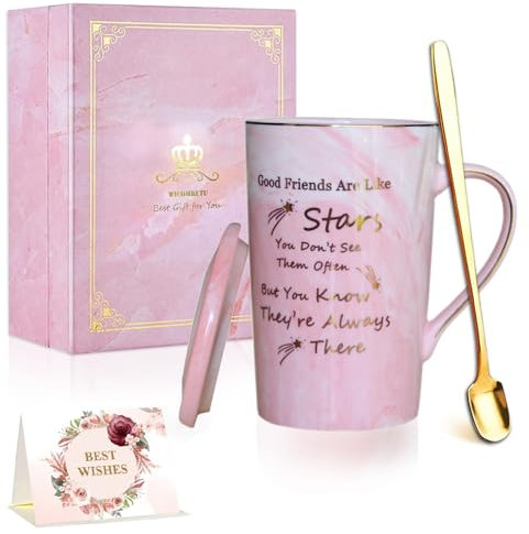 WICOMBETU Regalos de Amistad para Mujeres, Tazas de Cumpleaños, Regalos para Amigas, Compañeros de Trabajo, Taza de Café, Mejores Amigas, Niñas
