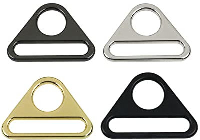 Bluemoona Zink-Legierung Runde Loch Dreieck D-Ring Anpassung Schnalle für Tasche Gurt Gurtband, matte black, 1 inch