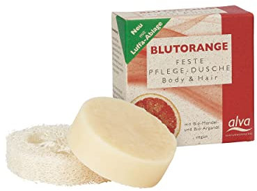 alva® Naturkosmetik - Feste Pflegedusche Blutorange für Body & Hair, 60g - mit Bio-Mandelöl/Bio-Arganöl