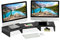 Relaxdays Soporte Monitor Doble 2 Pantallas, Extensible, Ajustable, Elevador PC Escritorio, Bandeja Ordenador, Negro, 105 cm