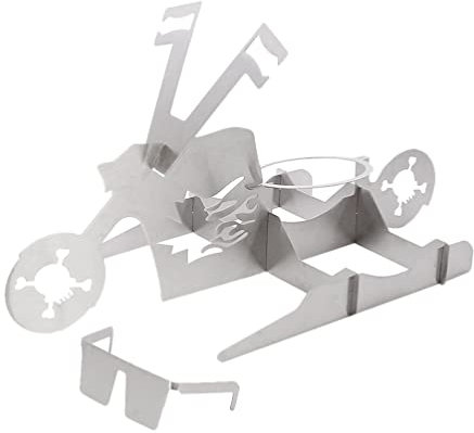 Abaodam Beer Can Chicken Holder Motorbike Shaped Beer Chicken Stand Stainless Steel Chicken Roaster Turkey Barbecue Rack with Glasses Indoor Outdoor Grill Racks Silver