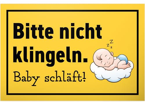 DankeDir! Bitte nicht Klingeln Baby schläft - 30 x 20 cm Schild - Kollegen Freunde Geschenk Junge Eltern Geschenkidee Deko - Wandschild Wanddeko Neugeborenes Spruchschild Türschild