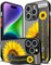 Cisland Compatible for iPhone 14 Pro Case Cute with Strap Stand Finger Kickstand, Designer Cool Silicone Cases Funda Cover - Yellow Sunflower