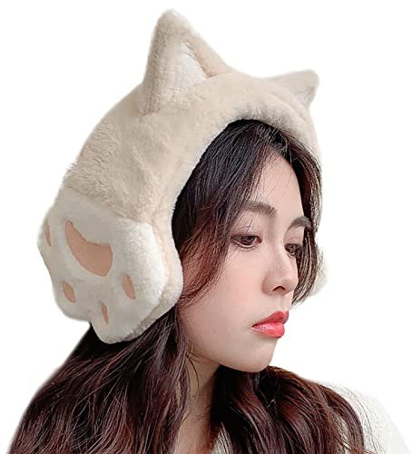 SIQITECH Ohrenschützer Damen Mädchen Ohrenwärmer Winter Ohrenklappen Katzenohren Design Ohrabdeckungen Kälteschutz Earmuffs Verstellbar Ohrenschützer Plüsch Warme Ohrabdeckungen Stirnband für Outdoor