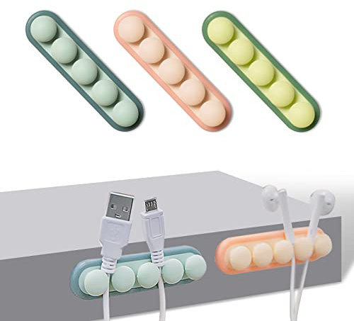Cable Wall Clips, Self-Adhesive Cable Organizers, Cable Management Accessories, USB Charging Cable Holder for Desk, Home, Three Pieces Cable Wall Clip