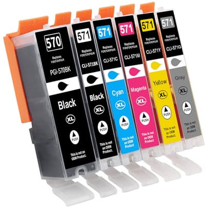 Tinnee PGI-570 XL CLI-571 XL Druckerpatronen Kompatible für Canon 570 571 Multipack Canon 570XL Canon 571XL für Pixma TS5050 MG5750 TS5055 MG6852 MG5753 TS6050 TS5053 MG5752 MG5751