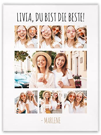 Maverton Fotoleinwand mit eigenem Foto, personalisiertes Fotocollage | Mit Holzrahmen, Größe 30x40 oder 50x70, Wandbild auf Leinwand für für Mädchen, für Frauen, die Beste, 30 x 40 cm