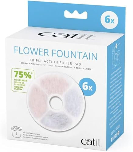 Filtro Triple Acción para Fuentes Flor para Gatos Catit (Menos Plástico), 6 uds