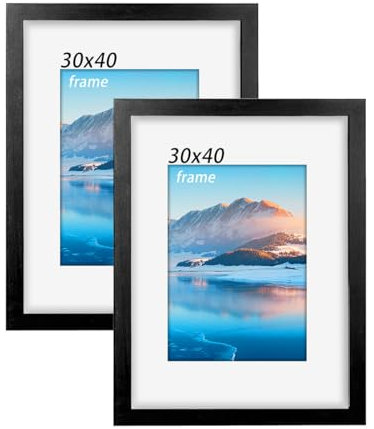 DTXDTech Lot de 2 Cadre 30 x 40 cm en bois noir, cadre photo 12 x16 pouces, cadre photo 30x40 cm avec Perspex, cadre poster 30x40 cm à fixer au mur, décoration de la chambre et du salon
