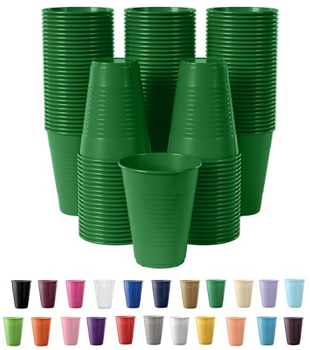 Exquisite Bicchieri di plastica usa e getta verde smeraldo, confezione da 100 bicchieri di plastica da 340 ml, bicchieri usa e getta colorati, bicchieri per feste, bicchieri in plastica usa e getta