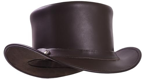 Sidewinder Zylinder für Männer und Frauen, stilvolles Kostüm, handgefertigtes Rindsleder, wasserdicht, mit formbarer Krempe, Stirnband, modisch, Steampunk