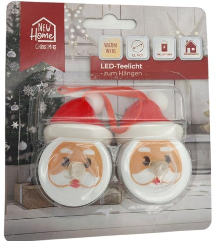 LED Teelichter Weihnachtsmann 2er Set Kerzen Tisch Dekoration