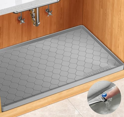 Winisok Wasserdichte Untertischmatte, 86,4 x 55,9 cm, Silikonmatte, Hellgrau