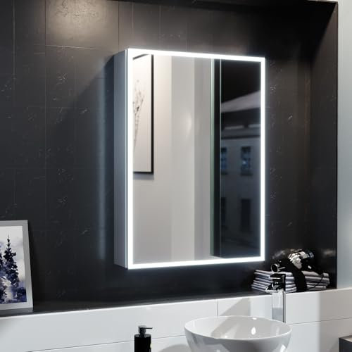Nes Home LED 500 x 700mm Motion Sensor Mirror Cabinet Wall Mounted Bathroom