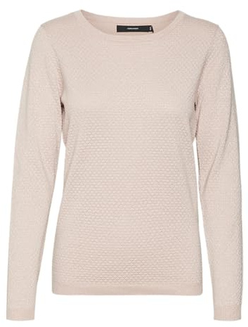 VERO MODA Damen VMCARE Shine LS O-Neck Pullover NOOS Strickpullover, Misty Rose/Detail:W. Silver Lurex, Large