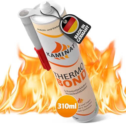 KAMINAT Schamottekleber feuerfest - Hitzebeständiger Kleber für Schamottsteine & Vermiculite Platten - Bis 1000°C feuerfester Kleber zur Befestigung & Reparatur von Kaminofen & Grillkamin Stein