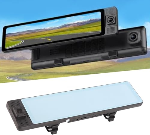 Mirror Dash Cam, 3 Channel Front Rear View Mirror Camera with HD Night, 3 Display Modes, 24 Hours Parking Monitoring, 180 Degree Wide Angle, Dash Cam Front and Rear for Car