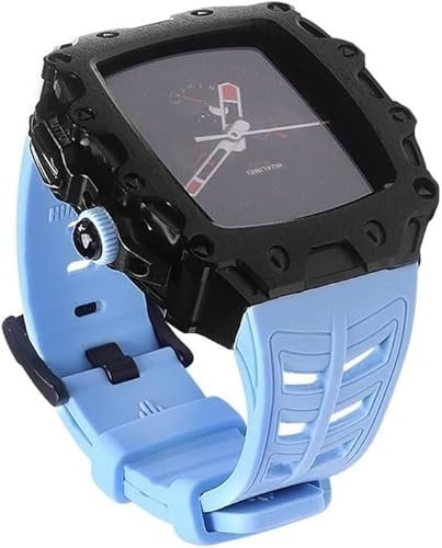 IRFKR Uhrengehäuse aus Legierung und Silikon-Uhrenarmband, für Apple Watch SE 8/7/6/4, 45 mm, 44 mm, RM-Stil, Metallrahmen, Ersatz-Set für Damen und Herren, 44mm, Achat