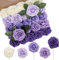 N&T NIETING Fiori artificiali, 50 pezzi, in schiuma finte, rosa, viola, con steli, lavanda, per matrimonio, damigella d'onore, centrotavola, decorazione interna (serie viola)