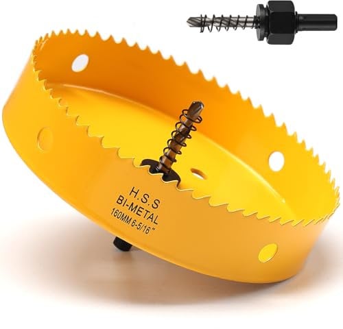 Sega a tazza da 160 mm, fresa a tazza bimetallica per legno, punta per trapano con profondità di taglio di 35 mm, taglierina a tazza HSS per tagliare plastica, cartongesso e fibra di vetro