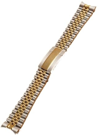 LQXHZ 20 Mm 21 Mm Uhrenarmband Aus Stahl Jubiläumsarmband Kompatibel Mit Rolex Datejust 41 Mm Uhr(Silver Gold,21mm)