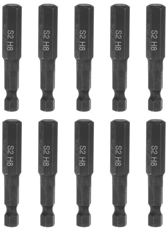 sourcing map 10Pcs 8mm Magnetic Impact Hex Head Wrench Drill Bit Metric 1/4 Hex Shank S2 Steel 2 Long for Power Drills Impact Drivers, Black