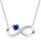 ADVIOK Infinity Necklace 925 Sterling Silver Chain 16'' with Blue AAA Heart Cubic Zirconia Infinity Pendant Present Jewellery Gifts