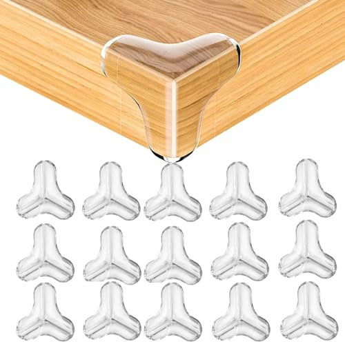 16 Stück T-Shape Eckenschutz Baby Kantenschutz, klar Eckenschutz Silikon Kantenschutz Selbstklebend Transparent Tischkantenschutz für Verschiedene Möbel Baby Sicherheit