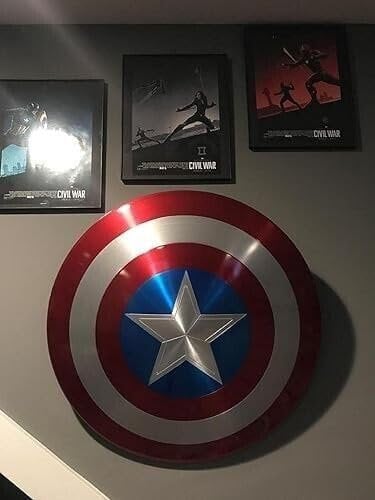Gulvintilabcal Capitan America Shield - Replica in metallo, motivo spartano, 55,9 cm, 2 kg, accessorio per cosplay, scudo