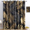 Vorhänge Schwarzes Gold Muster - Goldene Monstera-Blätter Fenster Gardinen mit Ösen, Vorhang Blickdicht Verdunklungsvorhänge Thermovorhang für Wohnzimmer Schlafzimmer H240 x B132 cm (2er Pack)