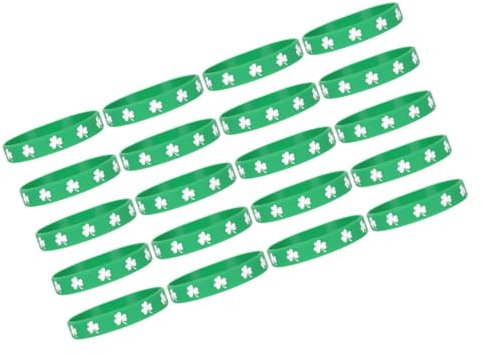 Vaguelly 20pezzi Braccialetti Di Silicone Shamrock Per San Patrizio Accessori Festivi Per Uomini e Donne Braccialetti Decorativi Per Feste Irlandesi Resistente e Comodo Da Indossare