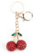 Porte-clés créatif en alliage avec diamants cerises étincelants, joli design de fruits réaliste, idéal comme cadeau pour les femmes, cadeau d'anniversaire pour petite amie, cadeaux pour femmes