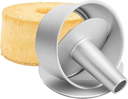 WUWFKUI 20,3 cm tiefe Chiffon-Kuchenform, Aluminium, rund, Chiffon, abnehmbarer Boden, hohl, Kamin, Kuchenform, DIY-Backen
