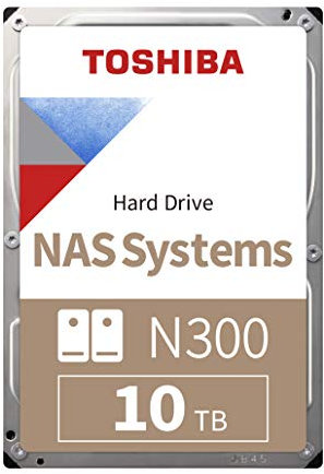 TOSHIBA N300 10TB Interne NAS-Festplatte, 3,5'' SATA HDD, 7200 RPM, 24/7-Betrieb, unterstützt 1-8 Baysysteme, 128MB Cache, 180TB/Jahr Arbeitslast, 3 Jahre Garantie (HDEX01QZNA51F).