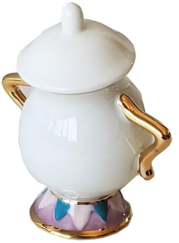 Set da tè con tazza da tè in stile cartone animato La bella e la bestia, 2 pezzi con teiera e tazza da tè con patatine, regalo per compleanni, vacanze, Natale e decorazione della casa